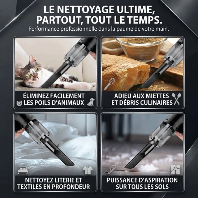 Aspirateur de Voiture Sans Fil Puissant — Habitacle Impeccable en 2 Minutes